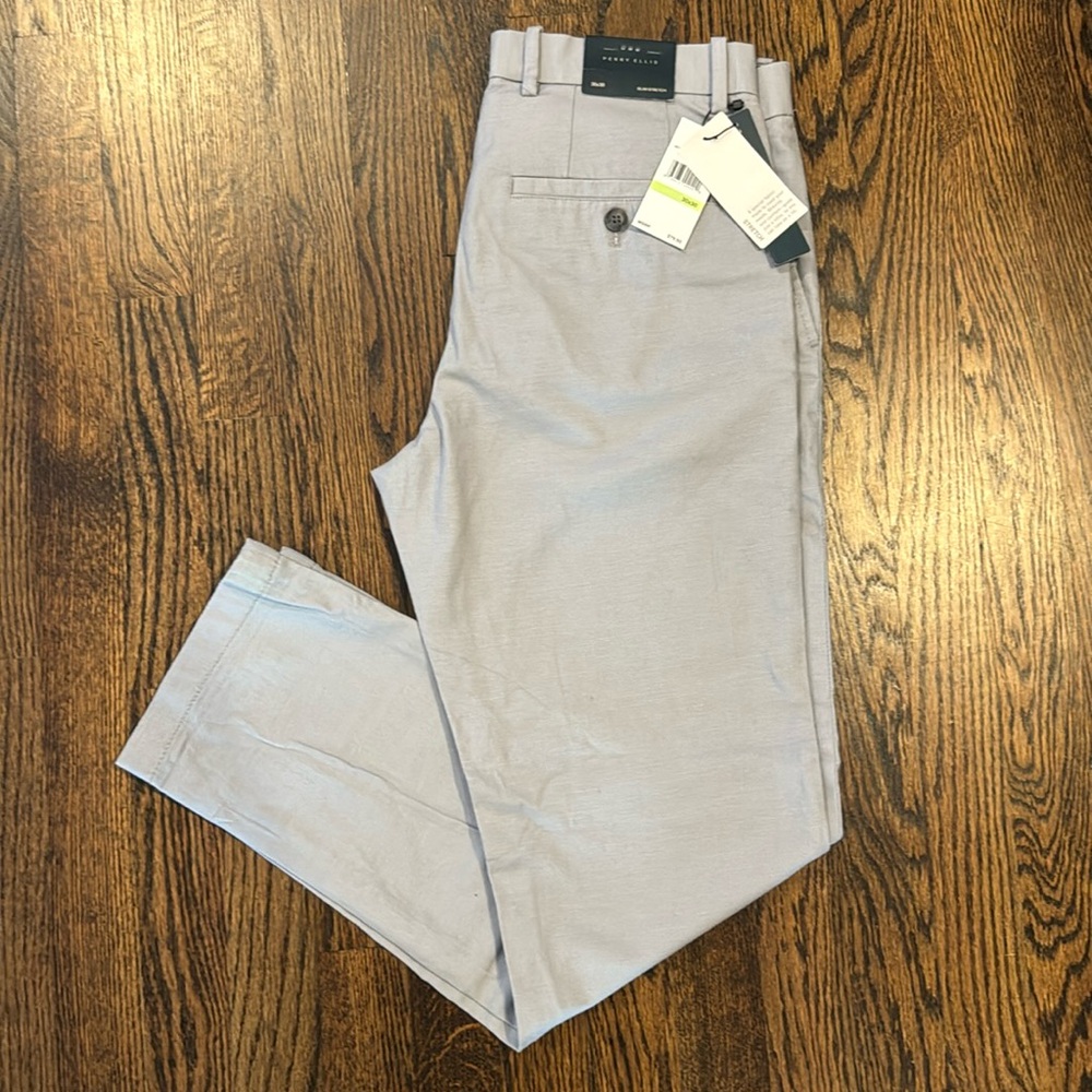 NWT 30/30 PERRY ELLIS GRAY SLIM STRETCH PANTS